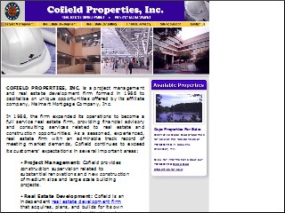 Web site www.cofieldusa.com, Cofield Properties Inc